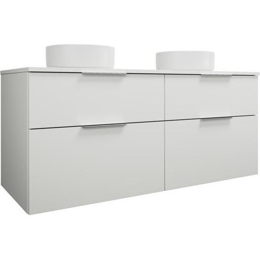 burgbad, Badmöbelset, Eqio Keramik-Aufsatzwaschtische links und rechts, rund, inklusive Waschtischunterschrank, Br