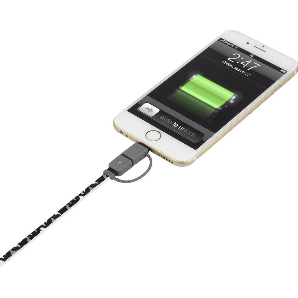 Thumbnail - Renkforce Micro-USB/Lightning 2-in-1 Lade- & Sync-Kabel 0.2 m (0.20 m, USB 2.0), USB Kabel