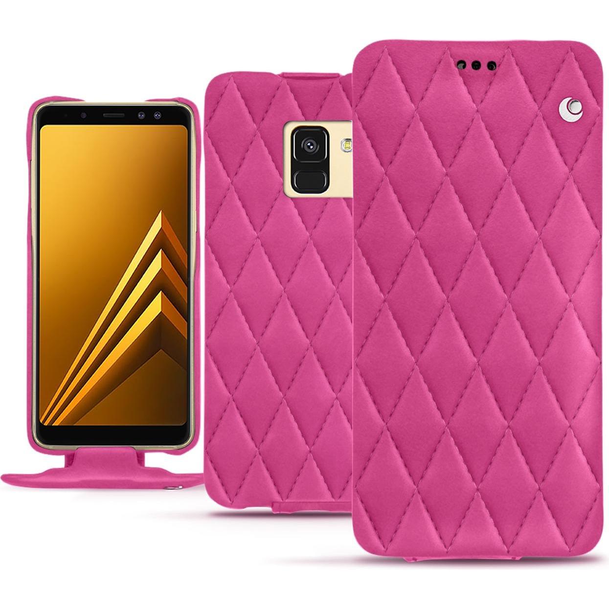Noreve Lederschutzhülle vertikal (Samsung Galaxy A8 (2018)), Smartphone Hülle, Rosa