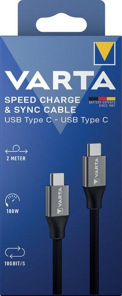 Varta Speed Charge & Sync Cable, 2 m, 100W, 10Gbit/s, USB-A/USB-C, schwarz (2 m, 100 W)