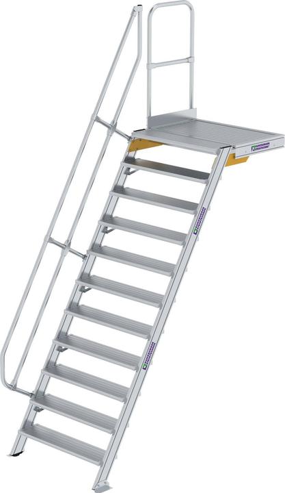 Actual product image Munk Stairs with platform 60° Step width 1000 mm 11 steps Aluminium ribbed (Scaffolding, 213 cm)