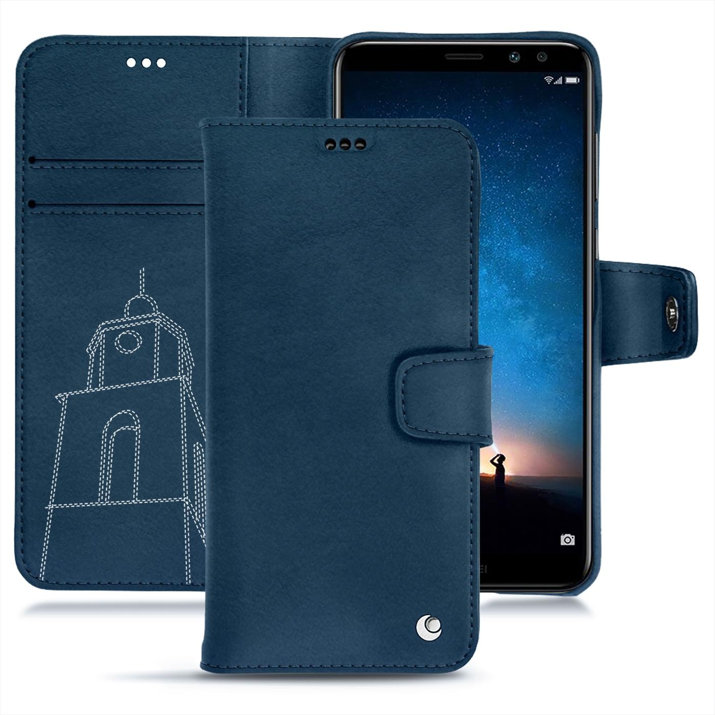 Noreve Lederschutzhülle Wallet (Huawei Mate 10 Lite), Smartphone Hülle, Blau