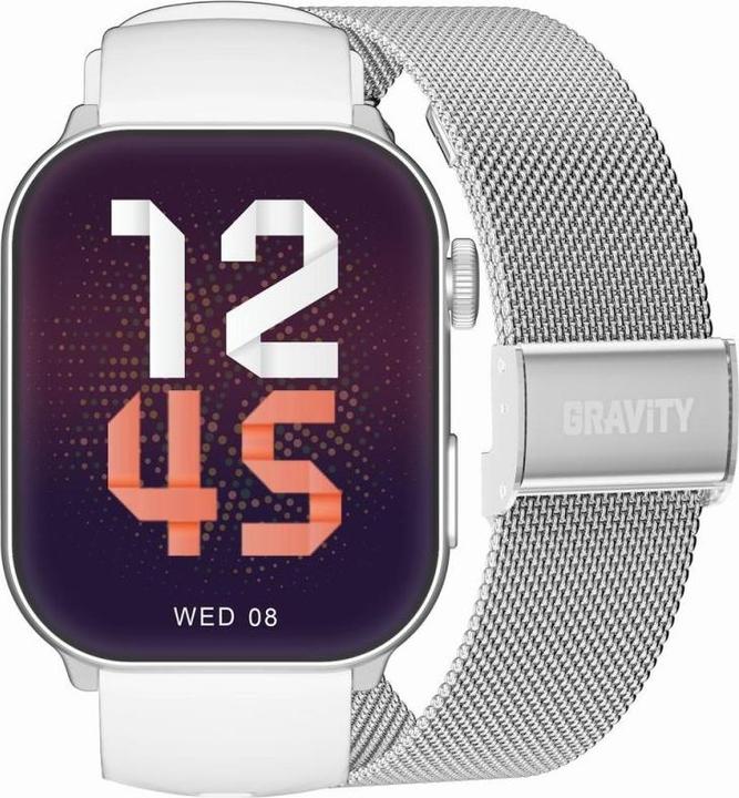 Gravity GT28-10 Women's Smartwatch Strap + Bracelet White Silver