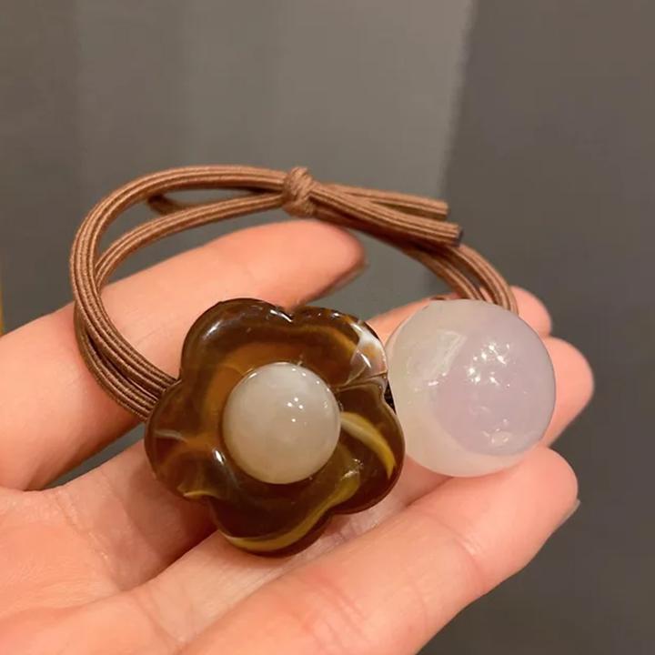 Immagine prodotto Avizar Perlen-Haargummi mit Perlenblume (Elastico per capelli)