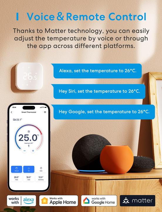 Actual product image Meross Intelligent Wi-Fi thermostat