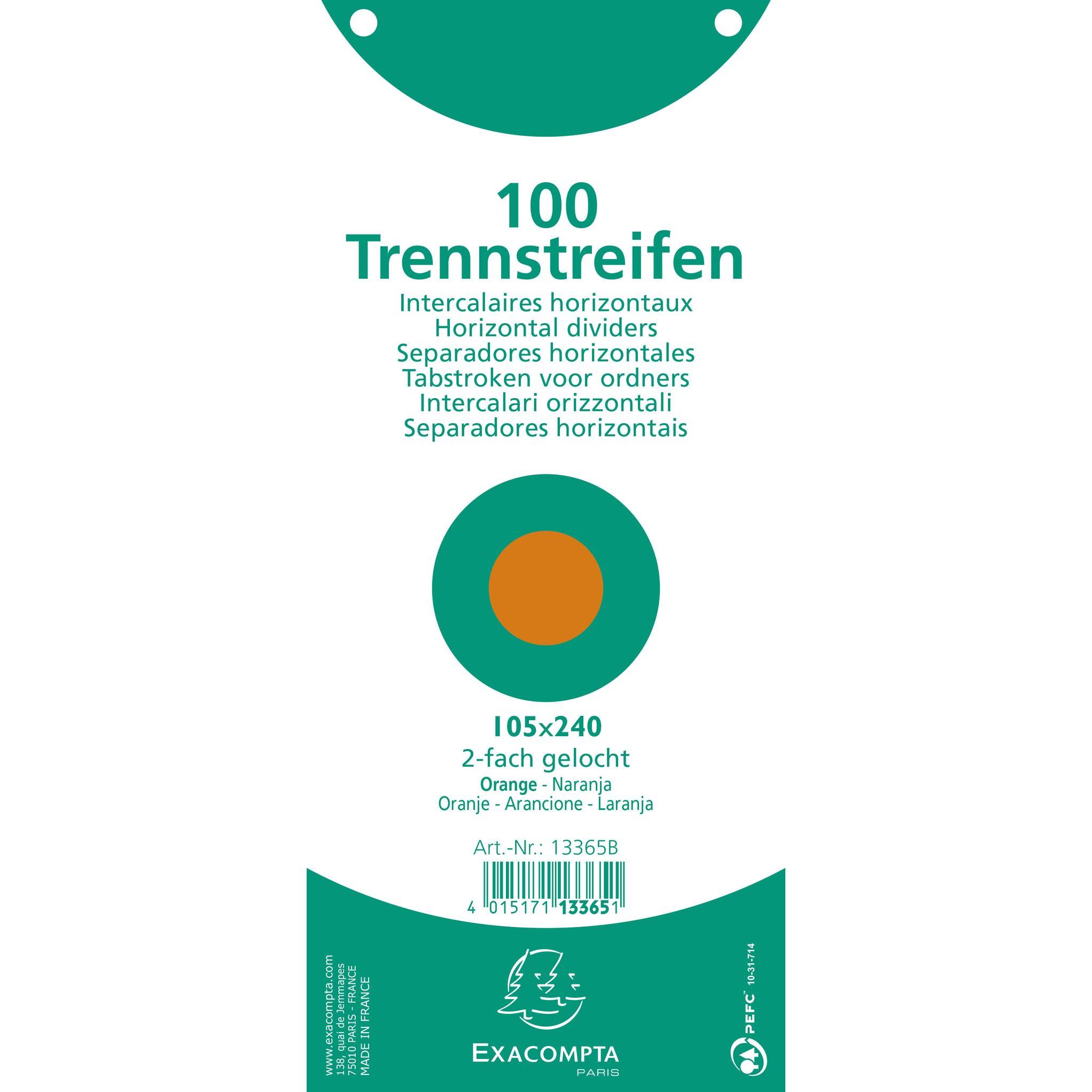 Thumbnail - Exacompta, Ordner Zubehör, Trennstreifen 10.5 x 24 cm, 100 Stk. - orange