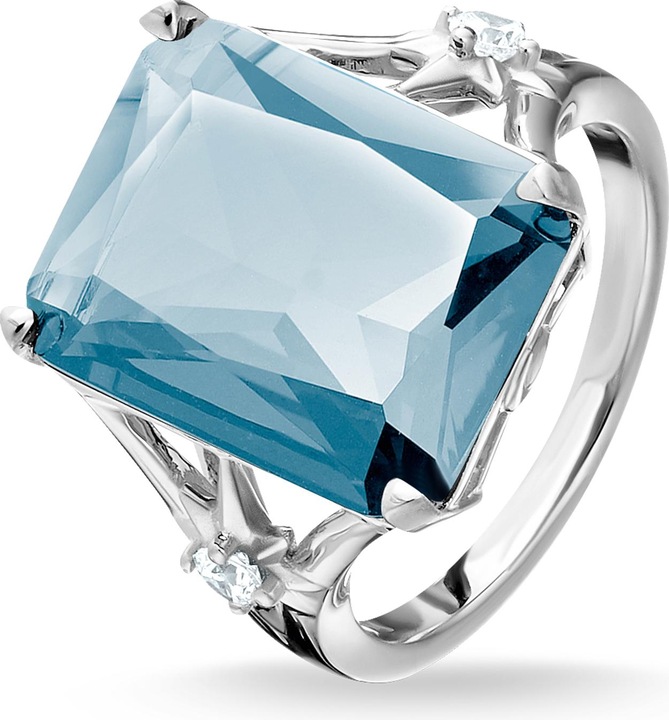 Produktbild Thomas Sabo Ring Stein Blau gross mit Stern (50, 925 Silber)