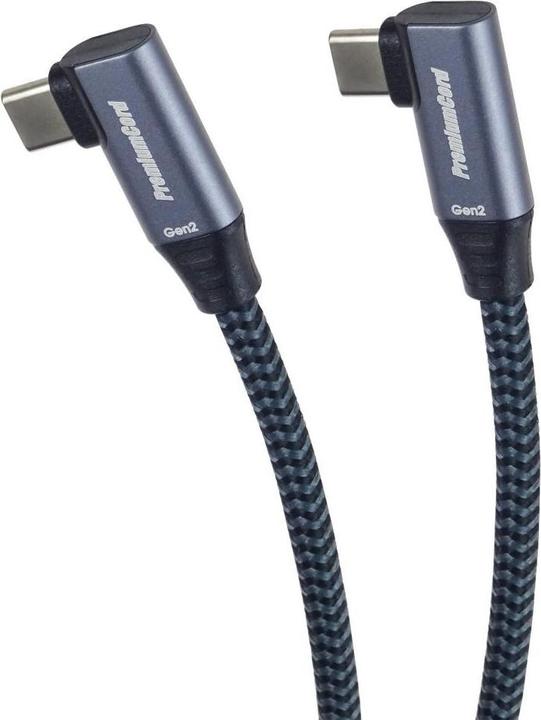 Produktbild PremiumCord USB-C 2x gebogener Kabel, 0,5m (0.50 m, USB 3.2 Gen 2x2, 100 W)