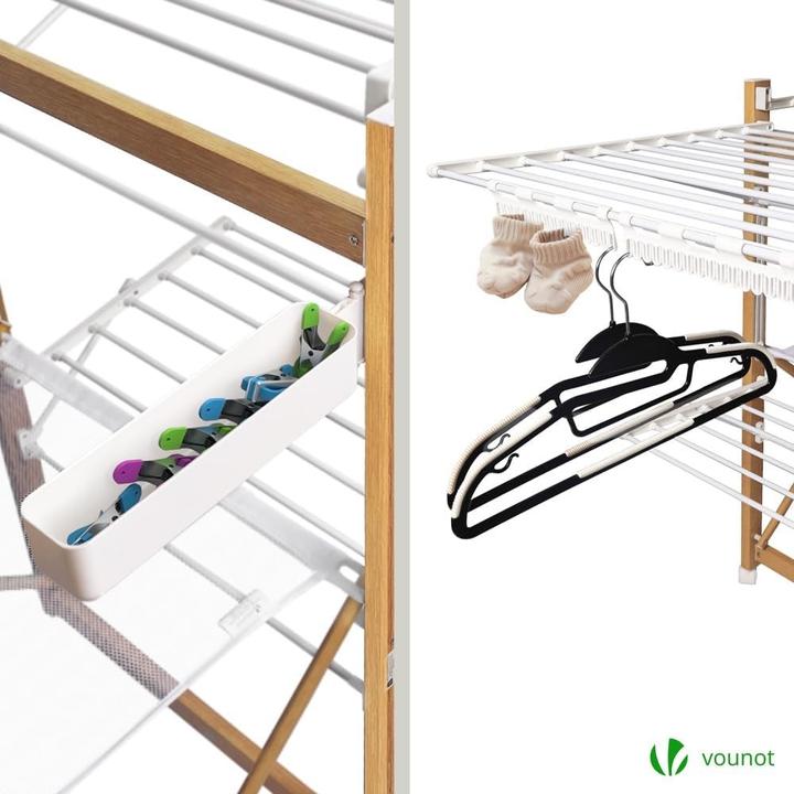 Actual product image Vounot Extendable Winged Drying Rack with Wheels and Folding Design (30 m)
