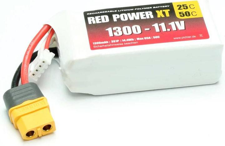 Actual product image Red Power Model Battery Pack (LiPo) 11.1 V 1300 mAh Softcase XT60 (11.10 V, 1300 mAh)