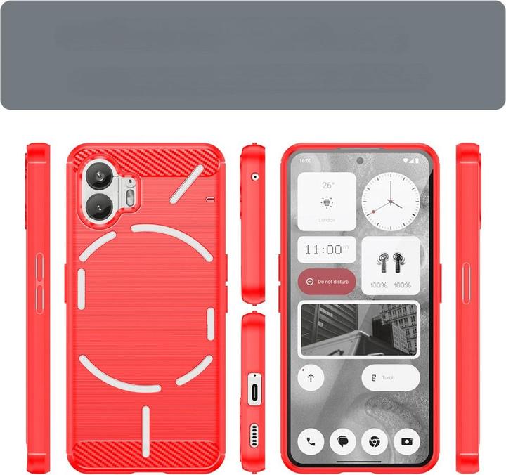 Actual product image Cover-Discount Nothing Phone (2) - Metal Carbon Look Case red (Nothing Phone (2))