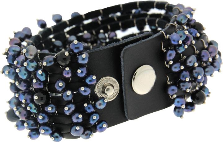 Image du produit Leyda Bracelet en cuir avec perles d’eau douce noires (Perle)