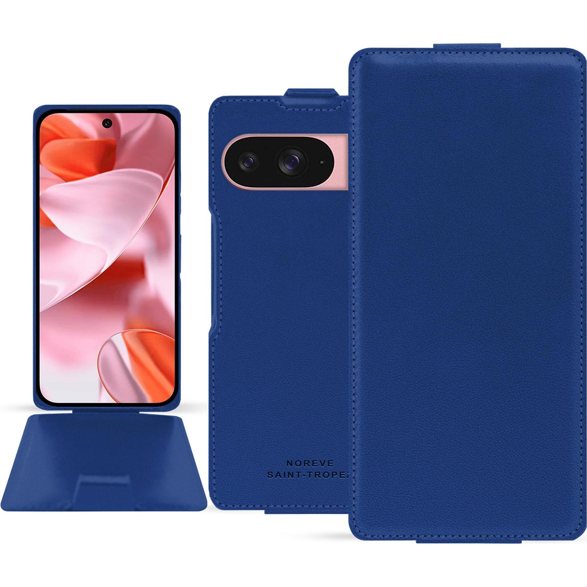 Noreve Lederschutzhülle vertikal (Google Pixel 9), Smartphone Hülle, Blau