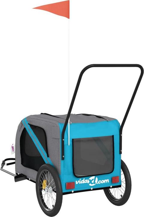 Actual product image vidaXL Fahrradanhänger Hunde Blau und Grau Oxford-Gewebe und