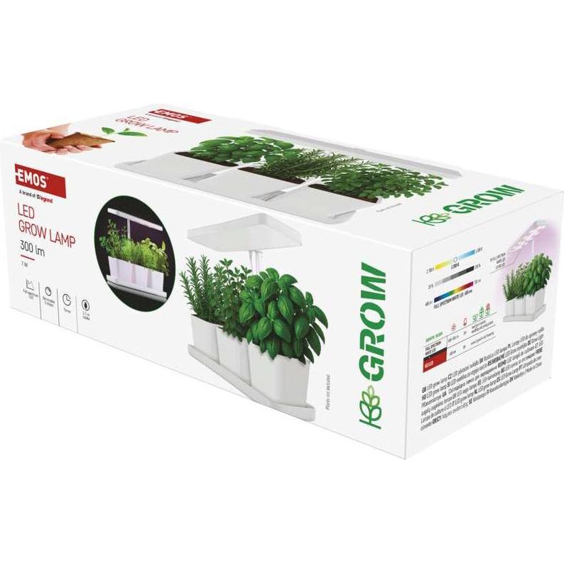 Emos, Lampada per piante, Pflanzenlampe LED Vollspektrum, 30 LEDs, für Innenräume, mit Zeitschaltuhr, dimmbar (LED, 5 V)