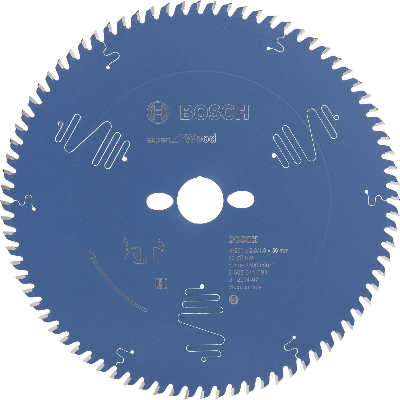 Bosch Professional Zubehör, Sägeblatt, Kreissägeblatt Expert for Wood, 260 x 30 x 2,8 mm, 80