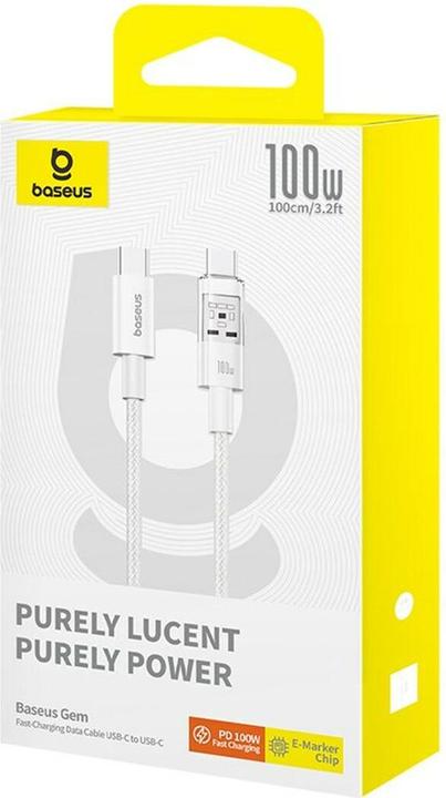 Image du produit Baseus Gem USB C auf USB C Schnellladekabel 1 m 100 W Weiss (1 m, 100 W)