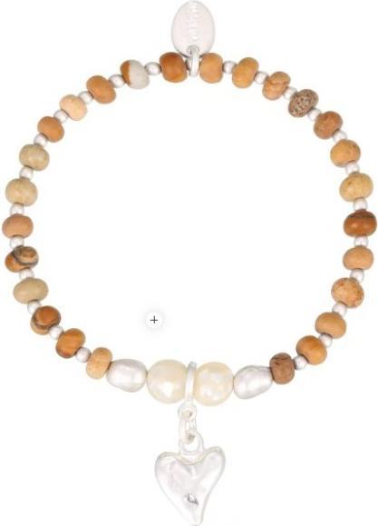 Produktbild Andreani Armband aus echtem Rotem Jaspis mit Herzanhänger von (19 cm, Echtes Rotem Jaspis)