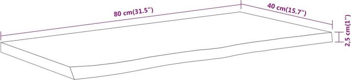 Immagine prodotto vidaXL Piano del tavolo rettangolare con bordo ad albero Piano del mobile in legno massiccio di acacia (80 x 40 x 2,5 cm)