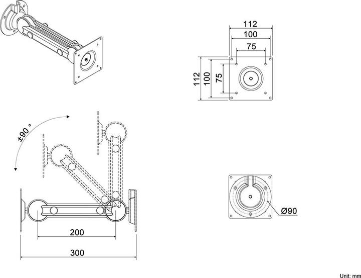 Produktbild Multibrackets Monitor/Tabletthalter bis 32", Metall, schwarz (Wand, 32", 6 kg)