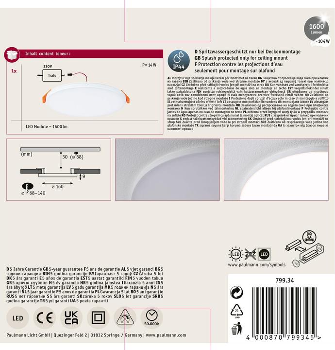 Productafbeelding Paulmann Armaturen Veluna VariFit Edge (1600 lm)