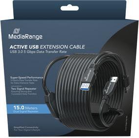 Actual product image MediaRange Active USB extension cable, USB 3.0, 15m, black (15 m, USB 3.0, USB 3.2 Gen 1)