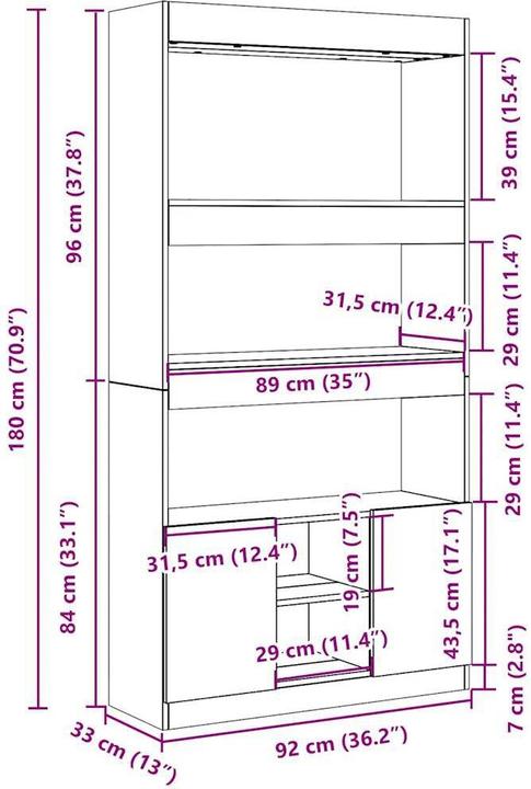 Produktbild vidaXL Louiza (92 x 33 x 180 cm)