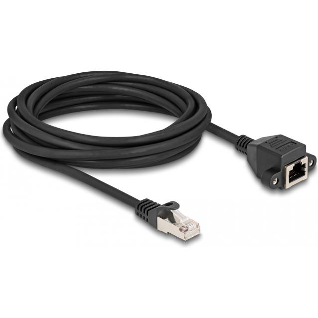 Delock Cavo di prolunga RJ50 da maschio a femmina S/FTP 5 m nero (S/FTP, 5 m), Cavo di rete