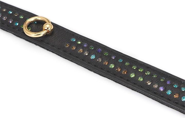 Produktbild Liebe Seele Handgefertigtes Lederhalsband mit Strasssteinen