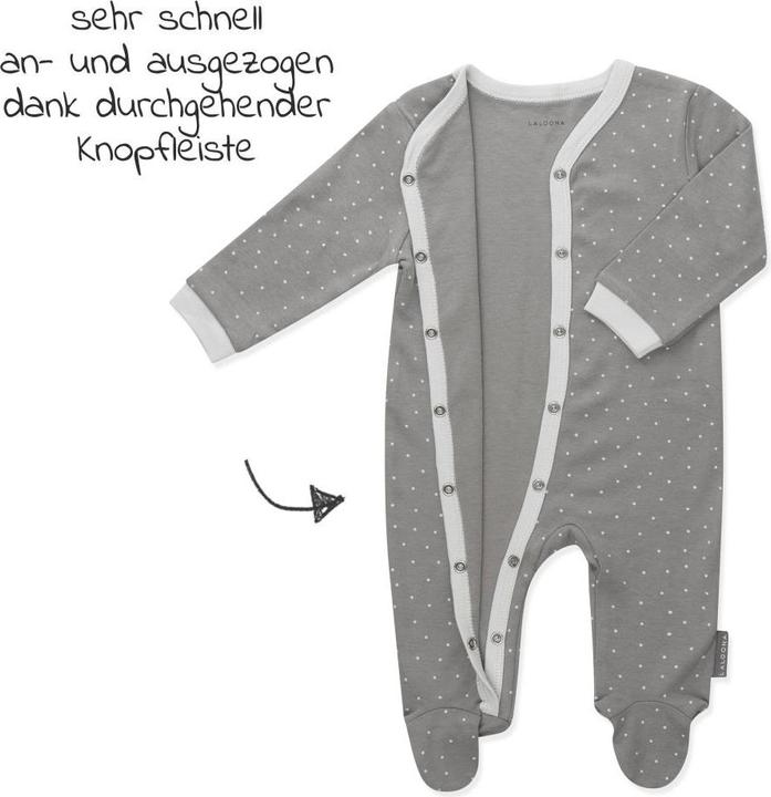 Produktbild La Loona LaLoona Baby-Schlafanzüge Schlafanzug 2er Pack Strampler Pyjama Einteiler - Grau (62)