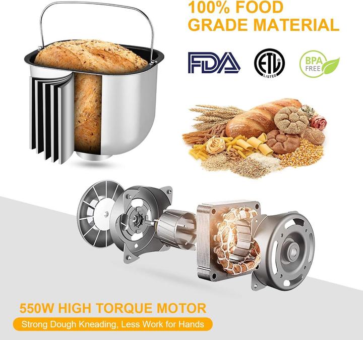 Produktbild Meykey Bread Maker with 25 Baking Programs 13Hour Timer Stainless Steel 550 W