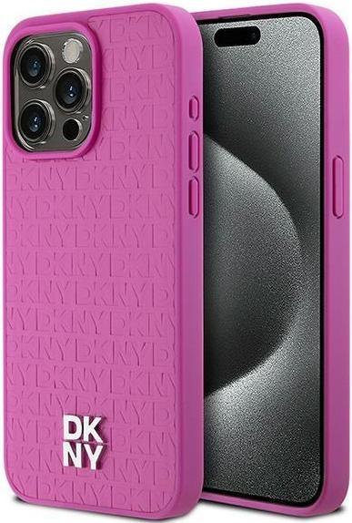 Actual product image DKNY DKHMP15XPSHRPSP iPhone 15 Pro Max 6.7" różowy/pink hardcase Leather Monogram Pattern Metal Logo (Apple iPhone 15 Pro Max)
