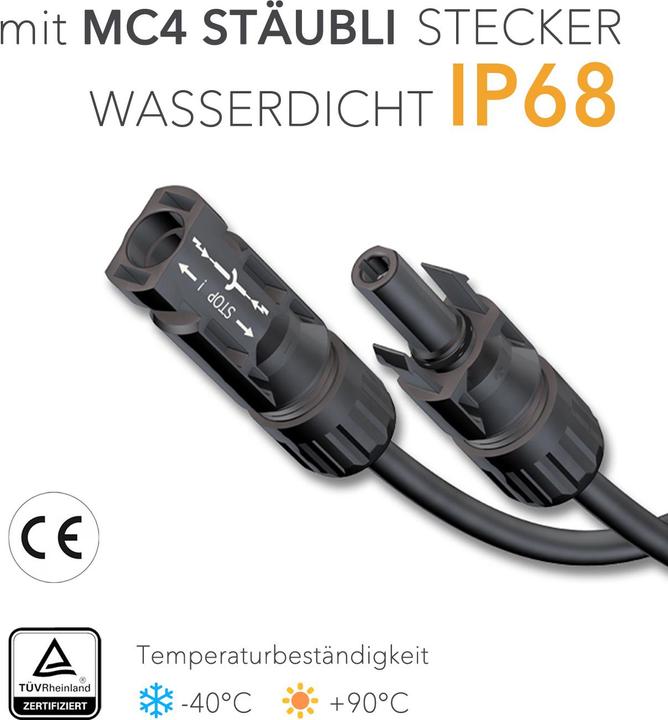 Actual product image HISkon 4mm² extension cable MC4 to MC4 plug - 3m