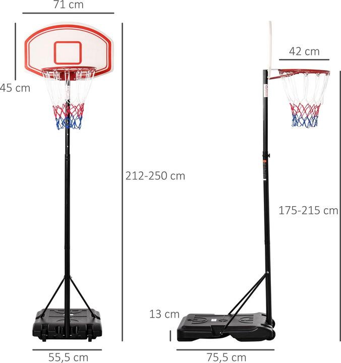 Produktbild Homcom Basketballkorb Metall, PE Schwarz+Weiss