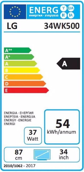 Energy Label LG 34WK500-P (2560 x 1080 pixels, 34")
