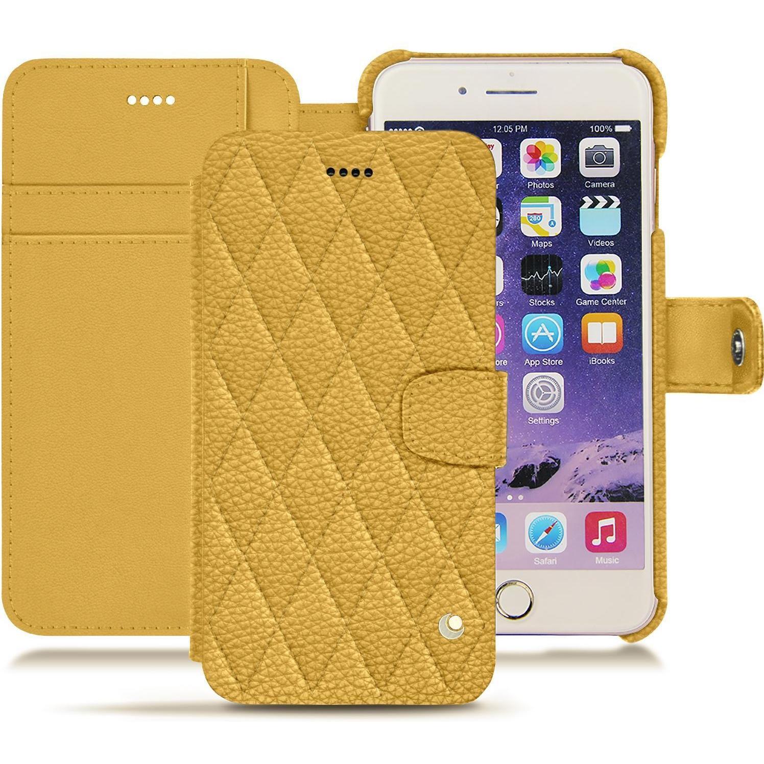 Noreve Lederschutzhülle Wallet (Apple iPhone 7 Plus), Smartphone Hülle, Orange