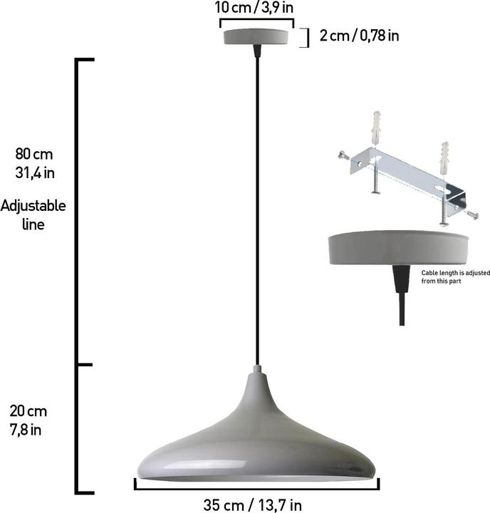 Actual product image Bamyum Champion Pendelleuchte Grau (E27)