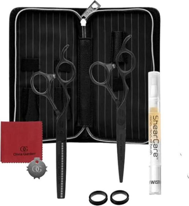 Produktbild Olivia Garden SilkCut Pro Shear Kit Matt Black LEFT-Handed (14.61 cm)
