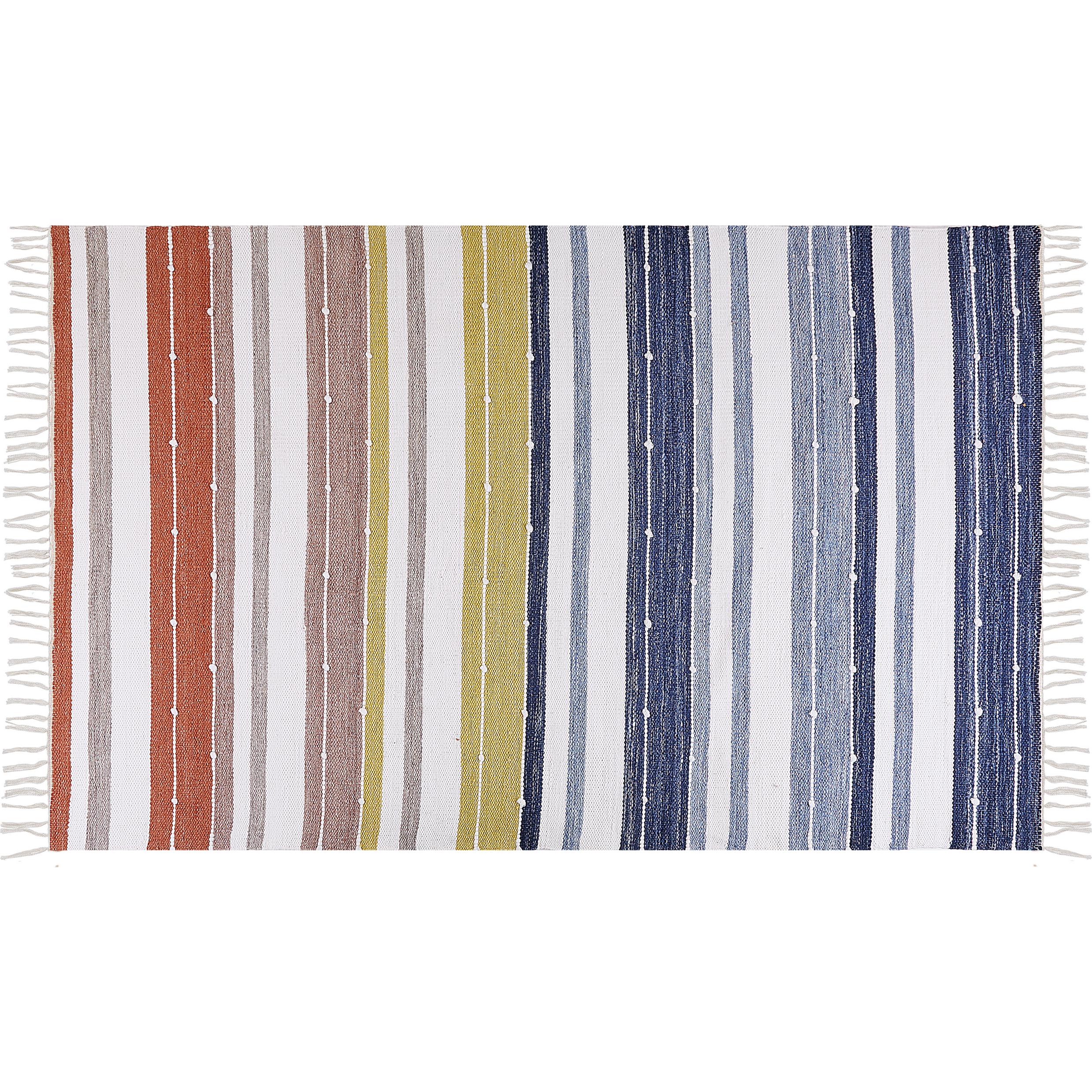 Beliani, Teppich, Outdoor Teppich mehrfarbig 140 x 200 cm Streifenmuster Kurzflor TOZAKLI (140 x 200 cm)