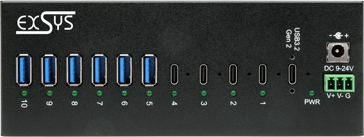 Produktbild Exsys Industrial USB 3.2 Gen 2x1 Hub 10-Port (USB-C, 10 Ports)