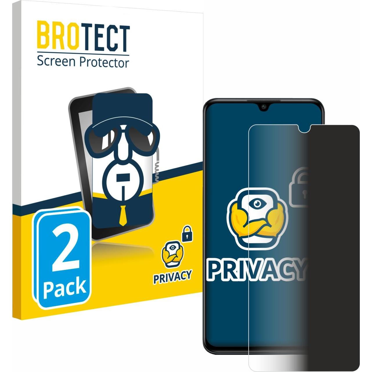 BROTECT Sichtschutzfolie Anti-Spy Privacy Folie Blaulicht-Schutz (2 Stück, Huawei P30 Lite), Smartphone Schutzfolie, Bla...