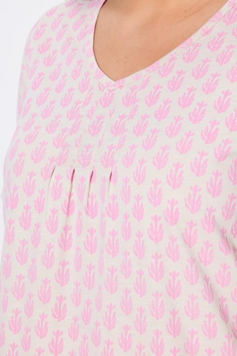 Actual product image Ulla Popken Cactus Print Short Sleeve V-Neck Tee (58)