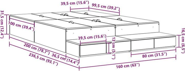 Produktbild vidaXL Stauraumbettgestell (160 x 200 cm)