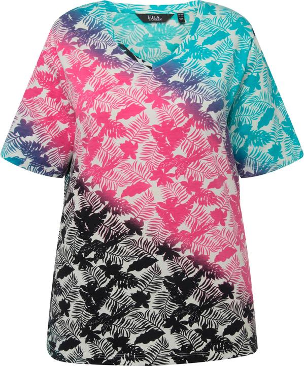 Immagine prodotto Ulla Popken T-shirt con palme, gradiente, scollo a V e mezze maniche (46, 48)