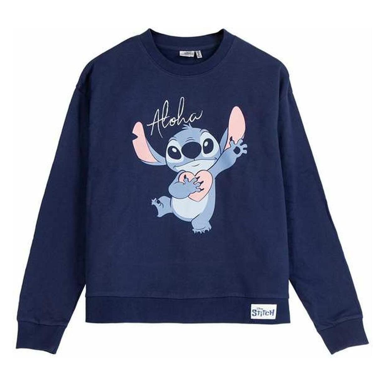 Stitch, Damen, Pullover, Jungen Sweater Ohne Kapuze Dunkelblau, Blau, (S)