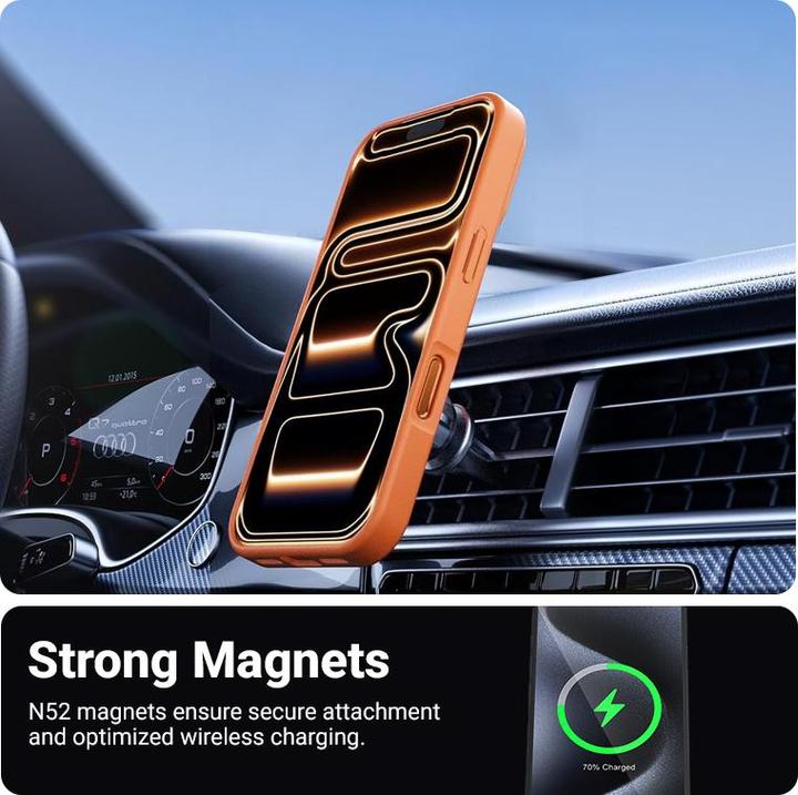 Produktbild Crong Hybrid Matte Magnetic - MagSafe iPhone 17 Pro Case (Orange) (Apple iPhone 17 Pro)