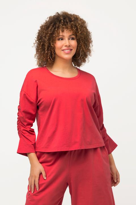 Actual product image Ulla Popken Cropped Oversized Sweatshirt with Ruched Sleeves (46, 48)