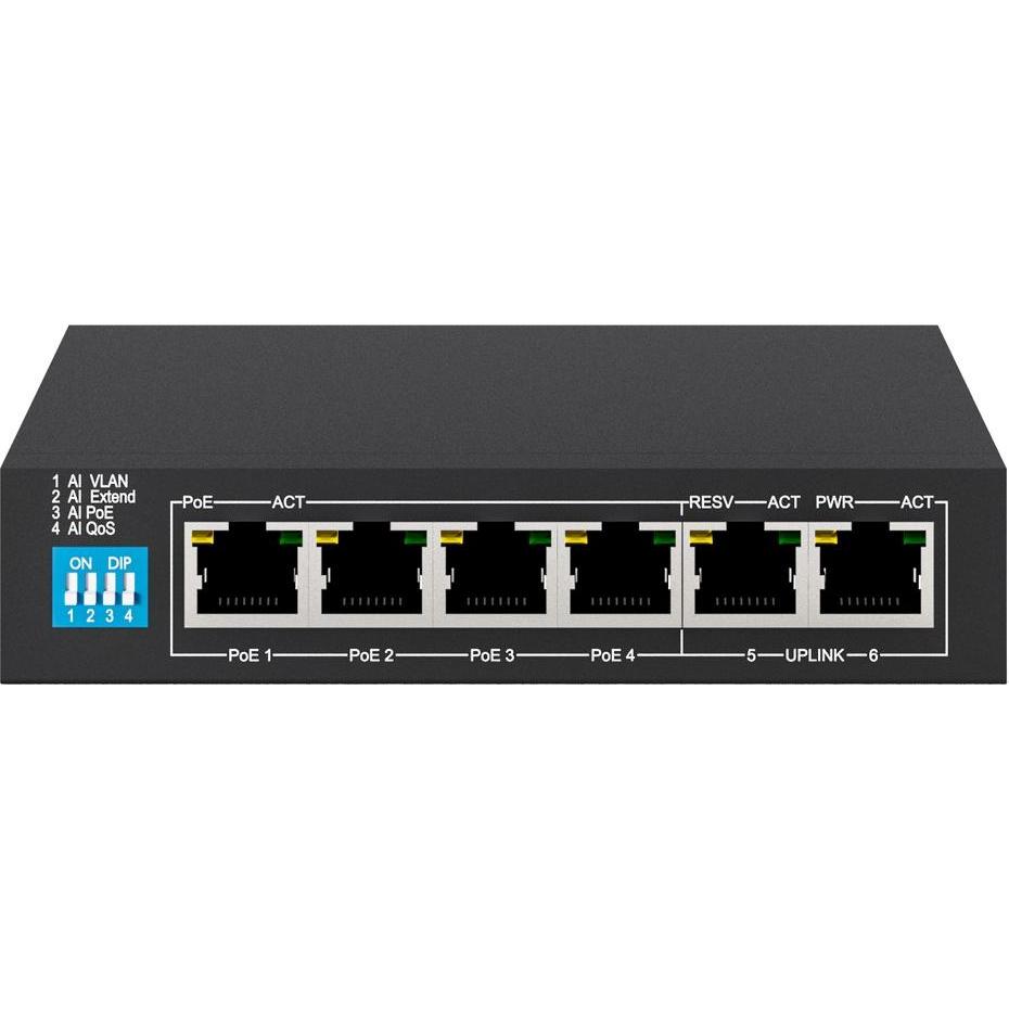Extralink EX.14305 Netzwerk-Switch Unmanaged L2 Gigabit Ethernet (10/100/1000) Power over Ethernet (PoE) (6 Ports), Netz...
