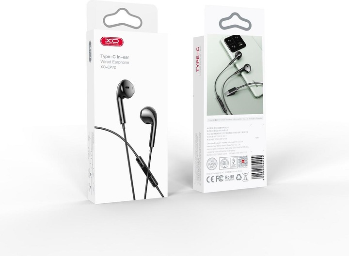 Actual product image xO wired earphones EP72 USB-C black (Cable)