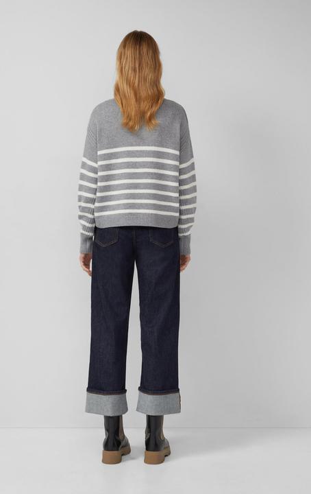 Produktbild s.Oliver Strickpullover Gestreifter Strickpullover aus Wollmix mit Ripp-Details (44)